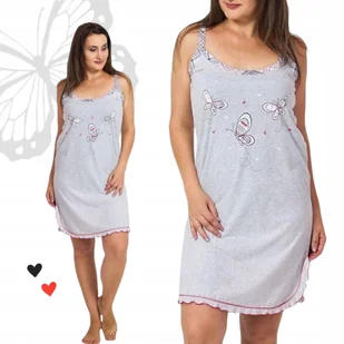 MOTYL KOSZULA NOCNA VIENETTA 48 50 4XL na ramiączkach piżama bawełna szara - Bielizna nocna - miniaturka - grafika 1