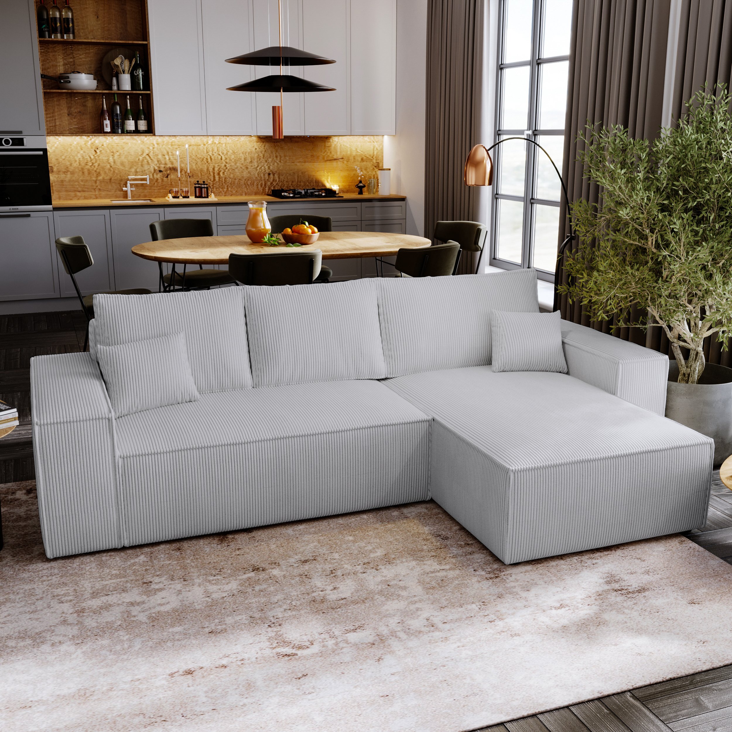 Sofa narożna z funkcją spania Majorka L - Sofa 280 cm z funkcją spania, narożnik w kształcie litery L, zestaw wypoczynkowy - Grey & Poso 110