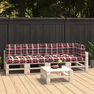 Poduszki ogrodowe - vidaXL Poduszki na sofę z palet, 5 szt., czerwona kratka - miniaturka - grafika 1