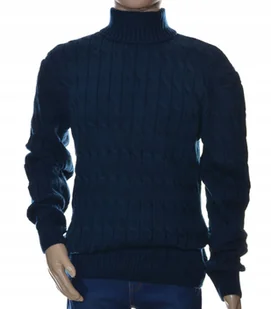 Ciepły wełniany sweter męski z golfem szetland golf z wełny 3XL XXXL granat - Swetry męskie - miniaturka - grafika 1