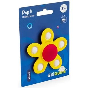 Gryzaki GILIGUMS Zakręcony Kwiatek Pop It GG30044 Żółty - Gryzaki dla dzieci - miniaturka - grafika 1