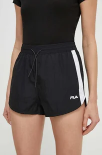 Fila szorty Limassol damskie kolor czarny wzorzyste high waist FAW0775 - Spodenki damskie - miniaturka - grafika 1