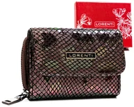 Portfele - Mały portfel damski ze skóry naturalnej portmonetka na suwak Lorenti, brązowy - miniaturka - grafika 1