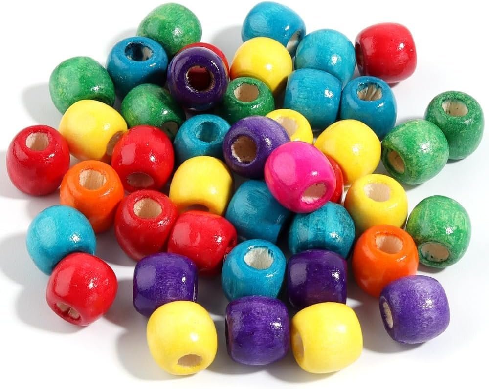 HERZONE ok. 400 sztuk drewnianych pereł w kolorach 12mm Naturalne drewniane perły do nawlekania do wyrobu biżuterii DIY (kolorowe)