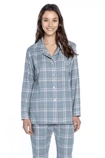 Bielizna nocna - Flanelowa piżama damska ISSA Jasnoniebieski XL - grafika 1