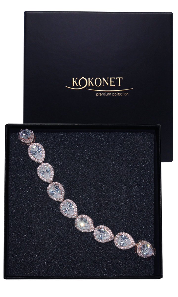 BRANSOLETKA rose gold migdały z cyrkoniami różowe złoto swarovski KLASYCZNA