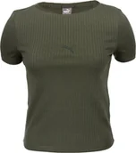 Koszulki i topy damskie - Puma Koszulka damska Puma HER Ribbed Slim Tee Grape Leaf khaki 531917 44 XL - miniaturka - grafika 1