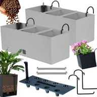 Donice - 2x Doniczka balkonowa 51cm + uchwyty / haki, nawadniacz Skrzynka na balkon + keramzyt 5l - miniaturka - grafika 1