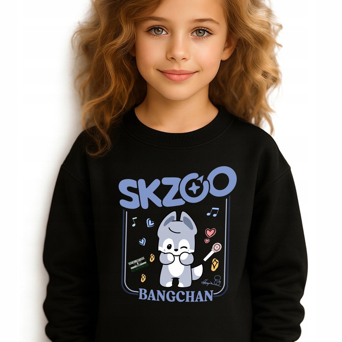 Bluza Dziecięca Czarna SKZO BANGCHAN Prezent Muzyka Zespół KPOP Wz - 128 cm