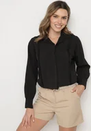 Koszule damskie - Czarna Koszula z Wiskozą i Koronkowymi Wstawkami Tenaraia - miniaturka - grafika 1