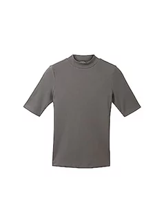 Koszulki i topy damskie - TOM TAILOR Damska koszulka z golfem i prążkowaną strukturą, 32251-Dark Mineral Grey, M - grafika 1