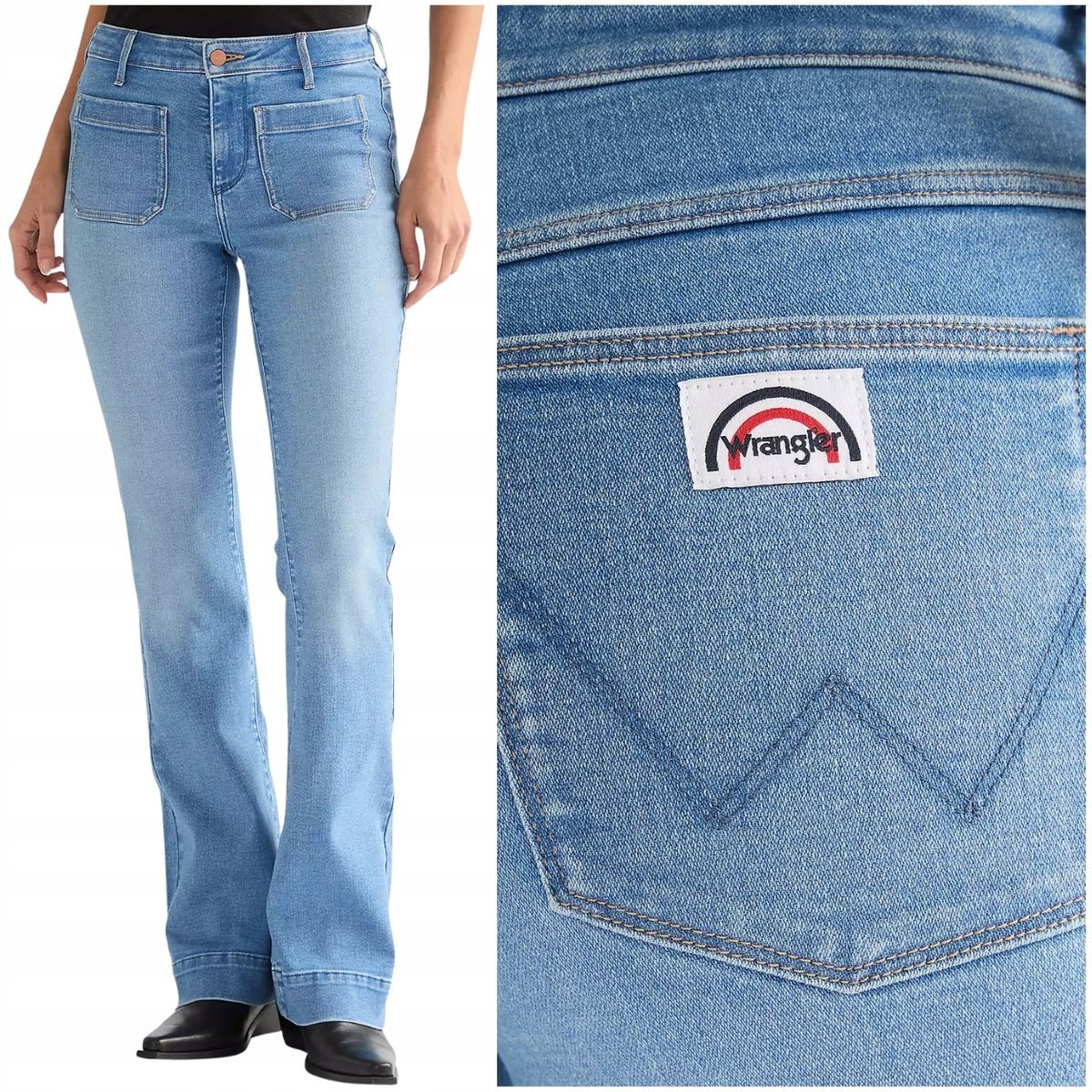 Wrangler FLARE high Hazel wysokie damskie spodnie jeansowe dzwony W28 L32