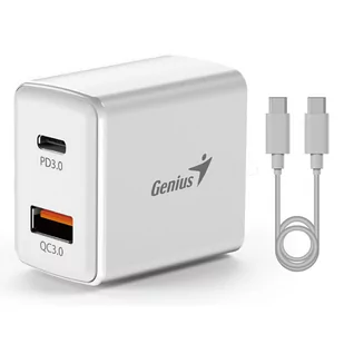 Genius Zasilacz / sieciowy adapter 20W, 2-portowy, USB-C, USB-A, PD-20ACP - Ładowarki do telefonów - miniaturka - grafika 1