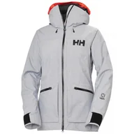 Kurtki narciarskie - Helly Hansen Powderqueen 3.0, kurtka narciarska, damskie, jasnoszary - miniaturka - grafika 1