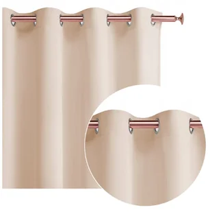 Półzaciemniająca Zasłona Ecru 140 x 260 na Przelotkach Kółka Subtelna - Zasłony - miniaturka - grafika 1