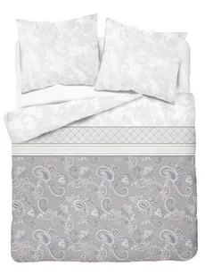 Pościel flanelowa 160x200 Paisley szara biała 4032 - Pościel - miniaturka - grafika 1