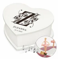 Pozytywki dla dzieci - Szkatułka na biżuterię w kształcie serca z pozytywką i nadrukiem dla niej na imieniny urodziny - miniaturka - grafika 1