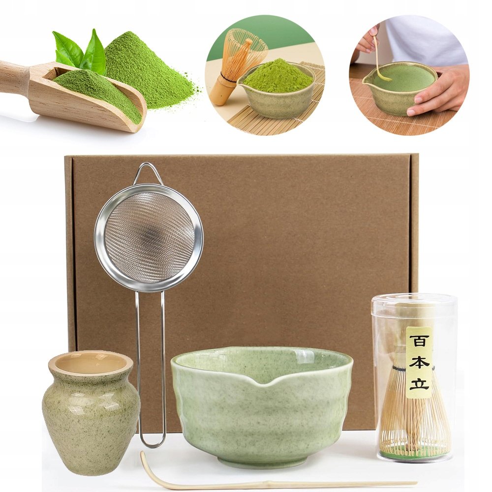 Zestaw Herbata Matcha Japońska Matchy Miotełka Bambusowa Herbaty Matcha