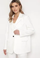 Marynarki i żakiety damskie - Biała Pudełkowa Marynarka z Kieszeniami z Klapami i Guzikiem Marviana - miniaturka - grafika 1