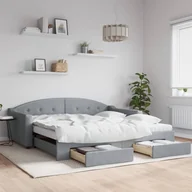 Sofy i kanapy - vidaXL Sofa rozsuwana z szufladami, jasnoszara, 100x200 cm, tkanina - miniaturka - grafika 1