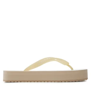 Japonki Calvin Klein Jeans Beach Sandal Flatform Monologo YW0YW01617 Eggshell/White 01N - Klapki i japonki damskie - miniaturka - grafika 1