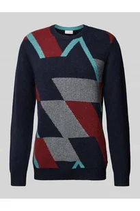 Sweter o kroju regular fit z dzianiny z dodatkiem wełny z wielokolorowym, geometrycznym wzorem - Tom Tailor - Swetry męskie - miniaturka - grafika 1