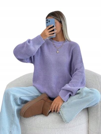 SHEIN SWETER DAMSKI FIOLETOWY Z DŁUGIM RĘKAWEM S/M ŁYF