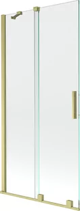 Mexen Velar parawan nawannowy 2-skrzydłowy przesuwny 90 x 150 cm, transparent, złoty szczotkowany - 896-090-000-01-55 - Parawany nawannowe - miniaturka - grafika 1