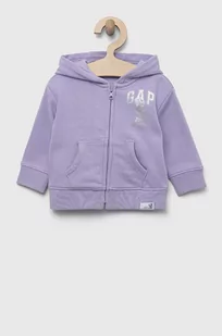 GAP bluza niemowlęca x Disney kolor fioletowy z kapturem z nadrukiem - Gap - Bluzy i sweterki niemowlęce - miniaturka - grafika 1