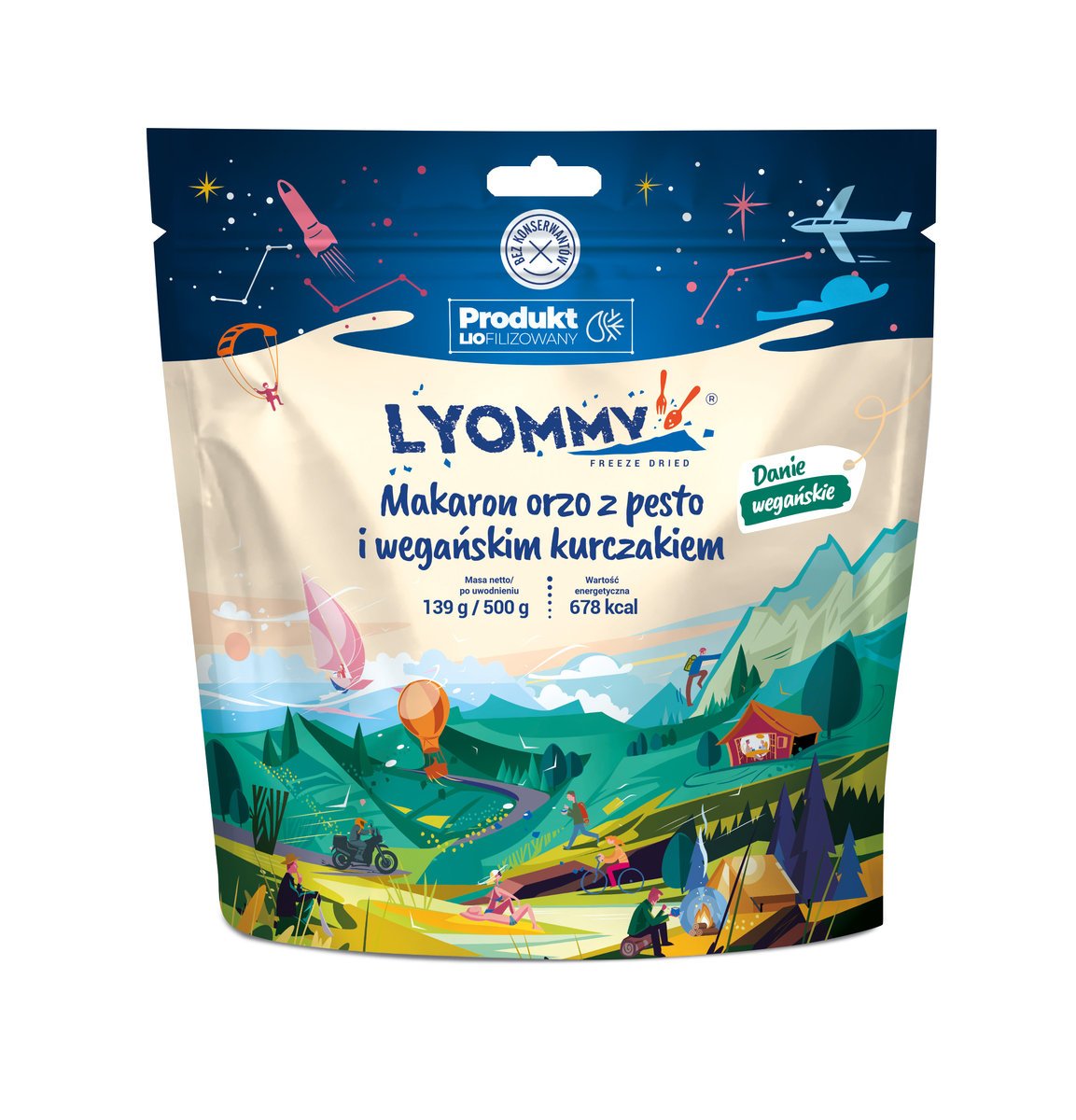 Liofilizat Lyommy Makaron orzo z pesto i wegańskim kurczakiem 500g