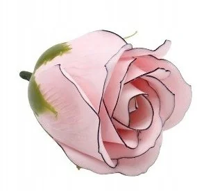 RÓŻA RÓŻOWA Z CZARNĄ OBWUDKĄ 1szt kwiaty mydlane na bukiet stroik prezent - Sztuczne kwiaty - miniaturka - grafika 1