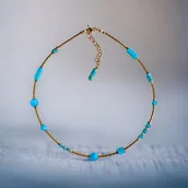 Naszyjniki - Naszyjnik TURQUOISE : choker : summer collection : TURKUSOWY NASZYJNIK - miniaturka - grafika 1