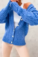 Swetry damskie - Sweter na guziki Chiara niebieski - SHOPAHOLIC`S DREAM - miniaturka - grafika 1