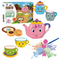 Zabawki interaktywne dla dzieci - Zestaw Do Herbaty Do Malowania Dinozaury Ciasteczka Filiżanki Mały Artysta - miniaturka - grafika 1