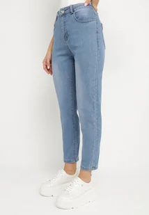 Niebieskie Klasyczne Jeansy o Kroju Mom Fit Natisti - Spodnie damskie - miniaturka - grafika 1