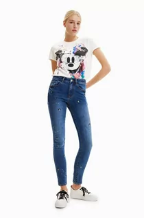 Spodnie damskie - Desigual jeansy x Disney damskie medium waist - grafika 1