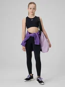 Spodnie i spodenki dla dziewczynek - 4F Legginsy sportowe bezszwowe dziewczęce - czarne 164 (13-14 lat) - miniaturka - grafika 1