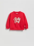 Bluzy dla dziewczynek - Reserved - Bluza ze świątecznym napisem - czerwony - miniaturka - grafika 1