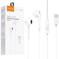 Słuchawki - SŁUCHAWKI PRZEWODOWE DOUSZNE USB TYP-C Z MIKROFONEM PILOTEM BIAŁE 1.2m - miniaturka - grafika 1