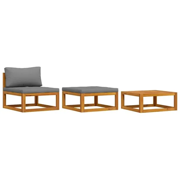 Zestaw Mebli Ogrodowych z Litego Drewna Akacjowego, Sofa, Stolik, Podnóże