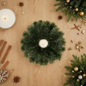 Ozdoby bożonarodzeniowe - Wianek sztuczny 30 cm zielony - miniaturka - grafika 1