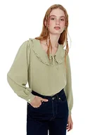 Bluzy damskie - Trendyol Bluza damska Green Collar Detailed Blouse, 38 - miniaturka - grafika 1