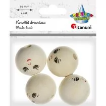Titanum Koraliki drewniane okrągłe z twarzą 4 szt. - Decoupage - miniaturka - grafika 1