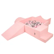 Suche baseny - KiddyMoon Piankowy plac zabaw PPZP-KW30D-115 z piłeczkami różowy: perła-szary-transparent-pudrowy róż basen 200/klin L/rampa L/półwałek L/schodek - miniaturka - grafika 1
