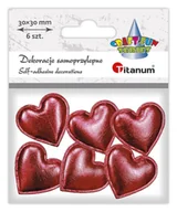 Zabawki kreatywne - Dekoracje smoprzylepne serca PU czerwone 6szt - Titanum - miniaturka - grafika 1