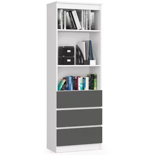Regał biurowy R 60 cm 3 szuflady 2 półki - biały-grafit szary - Regały biurowe - miniaturka - grafika 2
