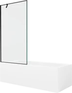 Wanny - Mexen Cubik wanna prostokątna 150 x 70 cm z obudową i parawanem 1-skrzydłowym 90 cm, czarny wzór - 550315070X9509007070 - miniaturka - grafika 1