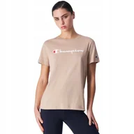 Koszulki i topy damskie - Koszulka damska Champion SS Tee beżowa 117534 MS079 XS - miniaturka - grafika 1