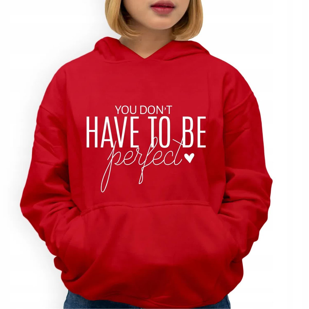 Bluza Damska Czerwona Z Kapturem DON'T HAVE TO BE Na Prezent Wz Roz XL