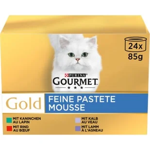 GOURMET Gold Delikatny pasztet z królikiem, wołowiną, cielęciną, jagnięciną 24 x 85 g, szt. - Mokra karma dla kotów - miniaturka - grafika 1